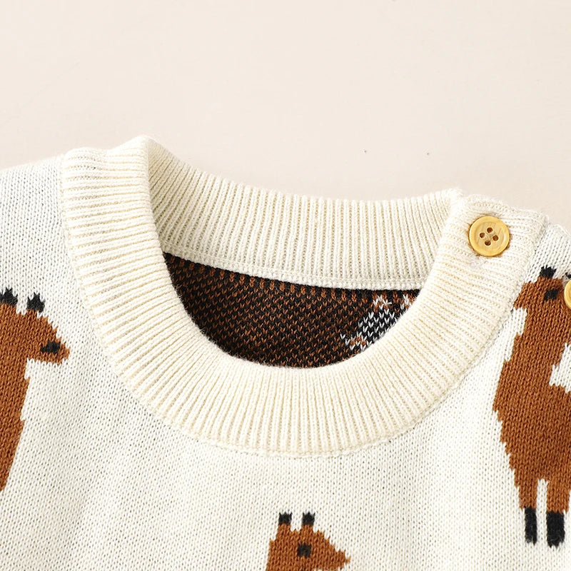 Long Sleeve Autumn Baby Jumpsuit, Cartoon Alpaca Clothing