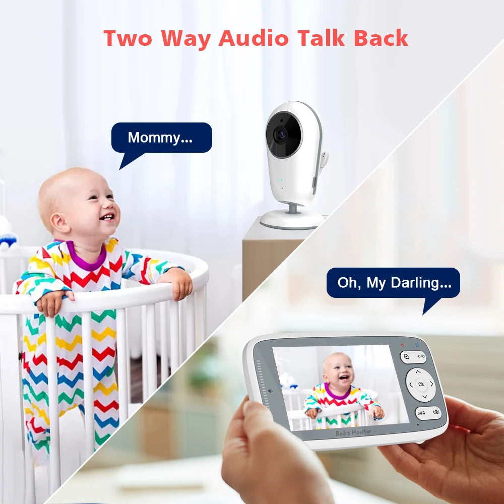 Baby Monitor 4.0 inch Camera 3X Digital Zoom Two Way Audio Auto Night Vision 720P HD Security