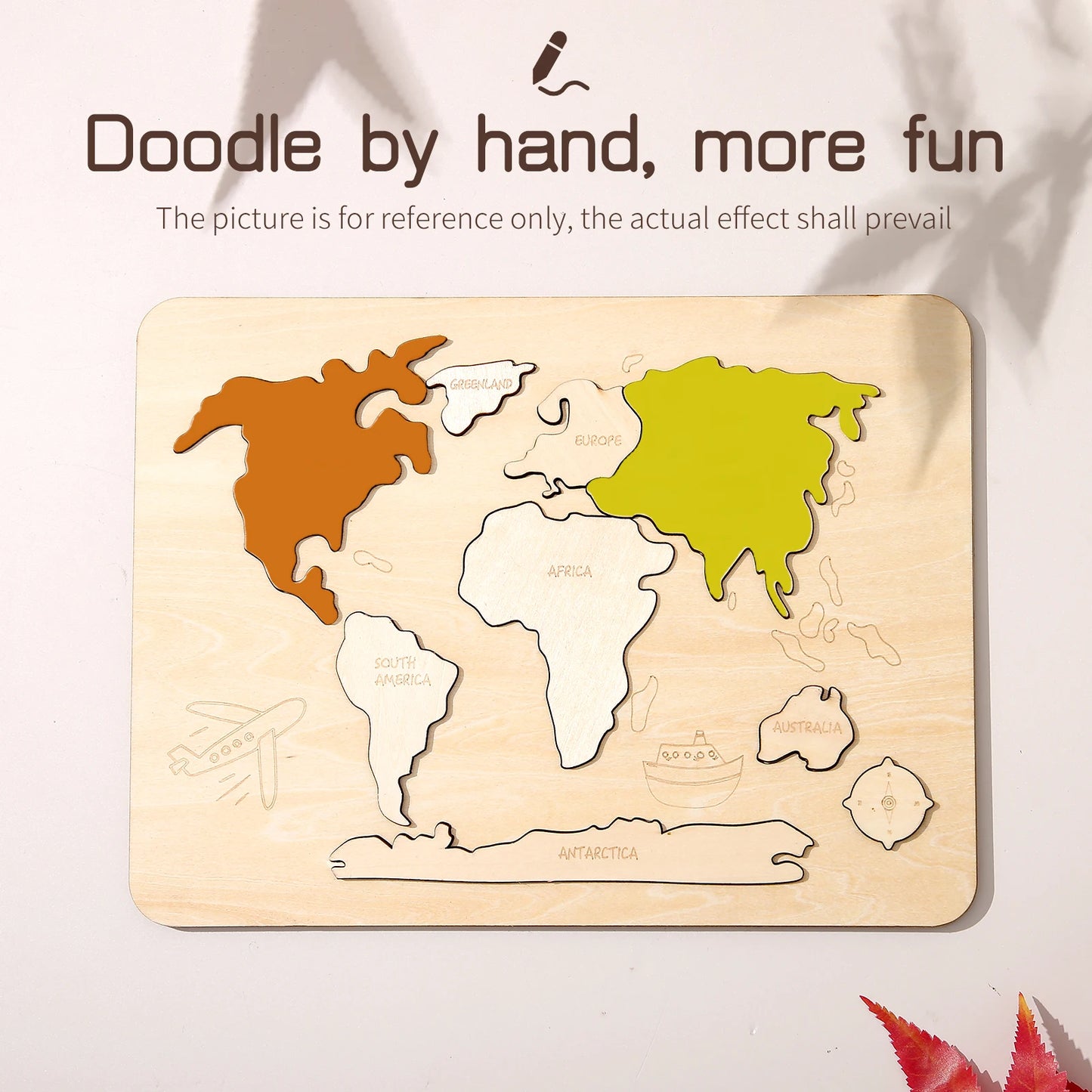 MONTESSORI Wooden World Map Continents Puzzle