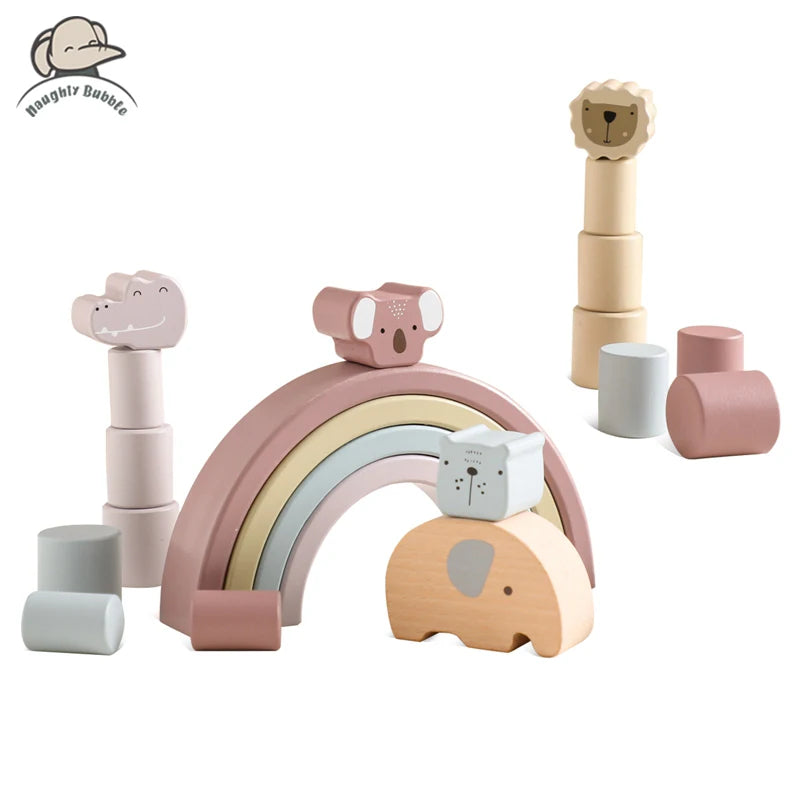 MONTESSORI  Wooden Balance Blocks Animal Set