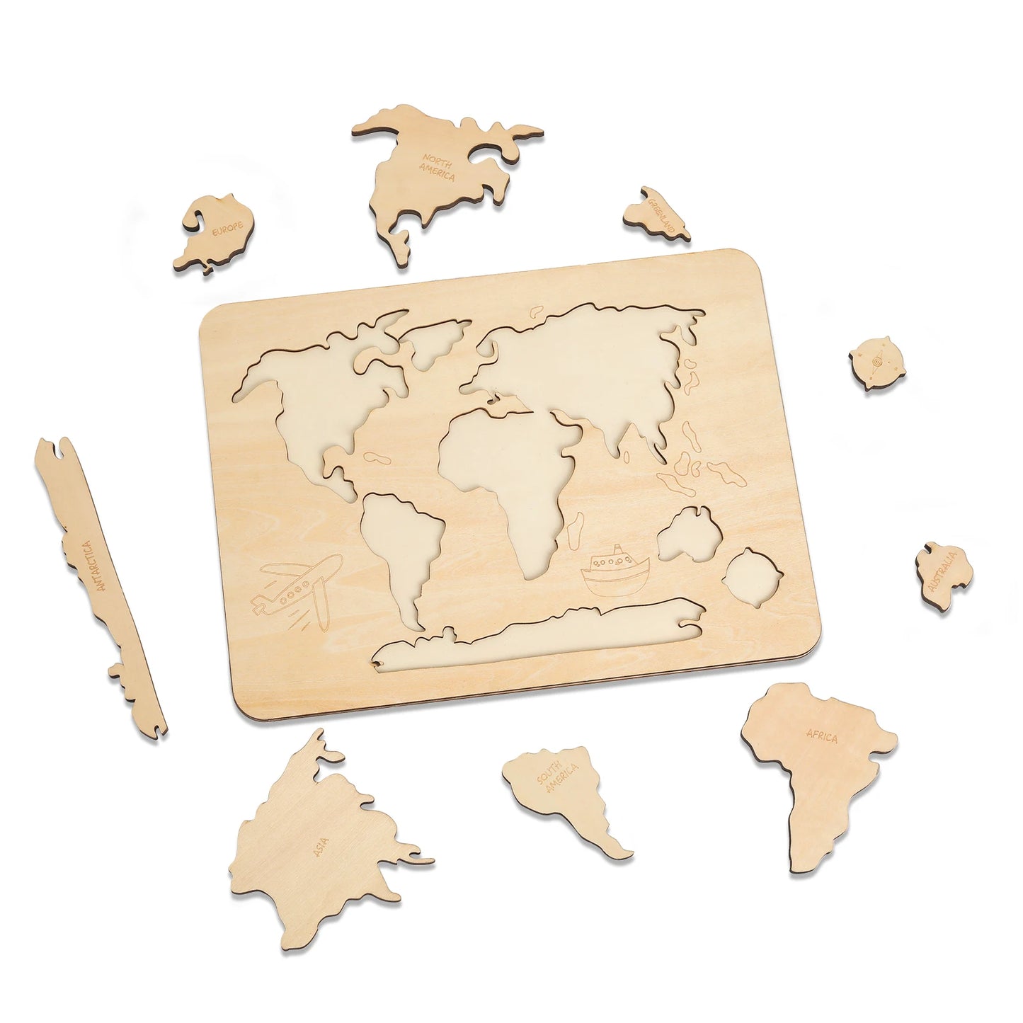 MONTESSORI Wooden World Map Continents Puzzle