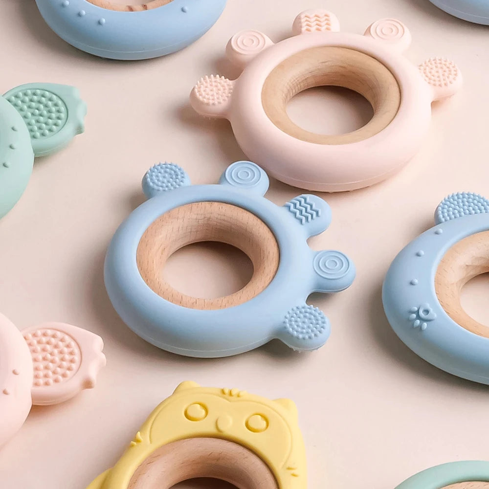 Teether For a Baby Silicone/Wooden