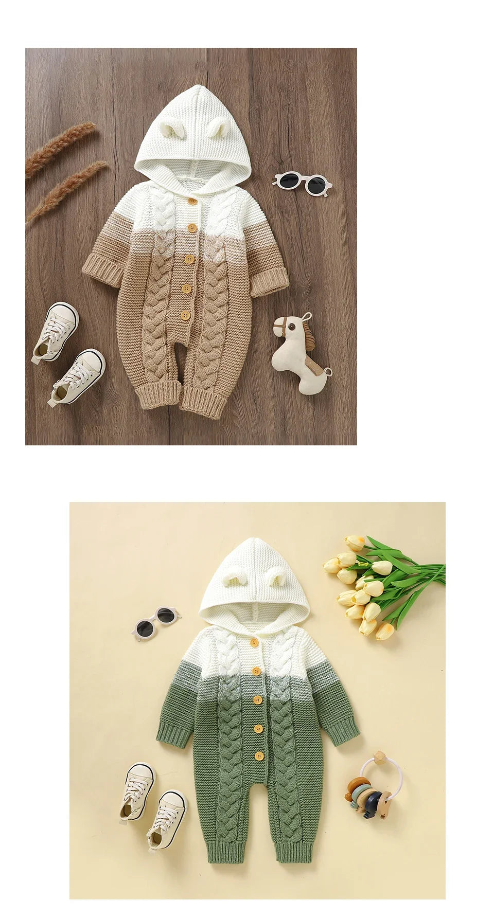 Winter Long Sleeve Infant Unisex Jumpsuits Hooded