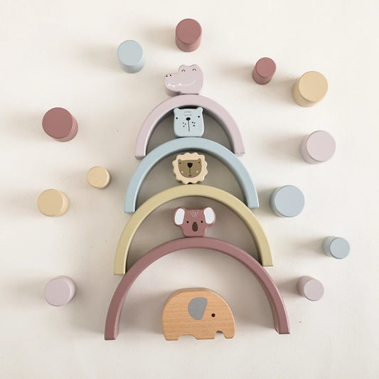 MONTESSORI  Wooden Balance Blocks Animal Set