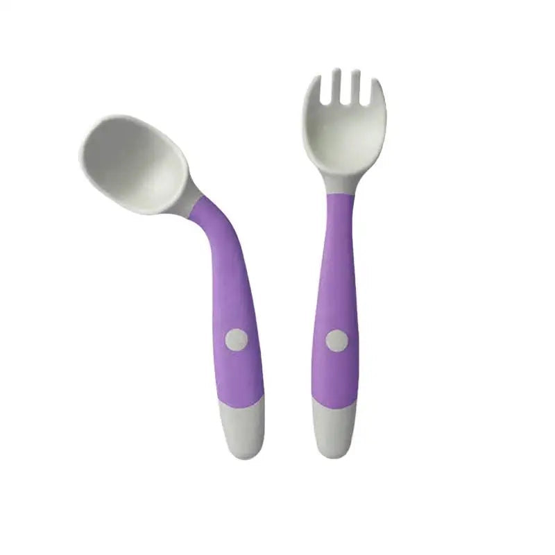 Heat Resistant Flexible PP Baby Rotatable Spoon And Fork