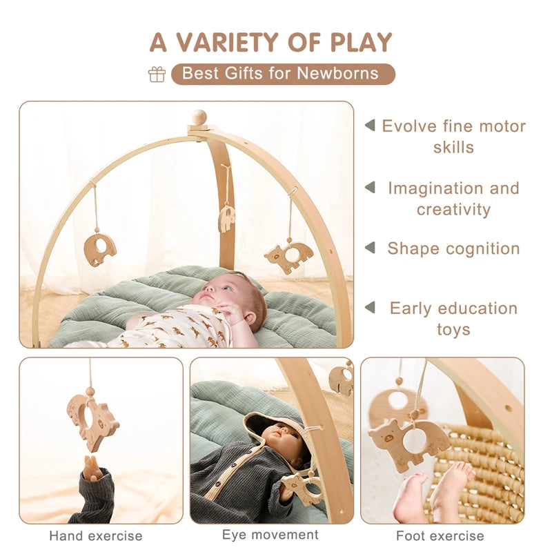 Natural Wooden Baby Gym Triangular